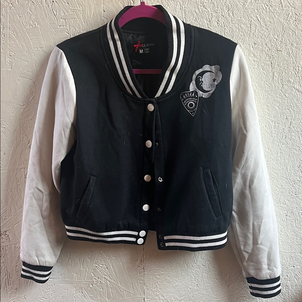 Hell Bunny Black & White Ouija Board Varsity Jacket - Picture 2 of 8